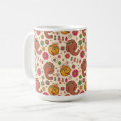 Snuffleupagus en Big Bird Groovy Flower Pattern Koffiemok (Voorkant links)