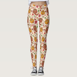 Snuffleupagus en Big Bird Groovy Flower Pattern Leggings