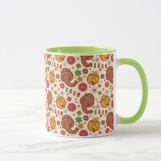 Snuffleupagus en Big Bird Groovy Flower Pattern Mok (Rechts)