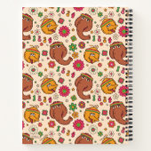 Snuffleupagus en Big Bird Groovy Flower Pattern Notitieboek (Achterkant)