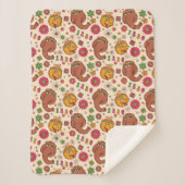 Snuffleupagus en Big Bird Groovy Flower Pattern Sherpa Deken (Voorkant)