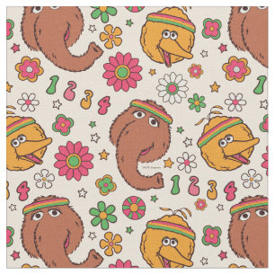 Snuffleupagus en Big Bird Groovy Flower Pattern Stof