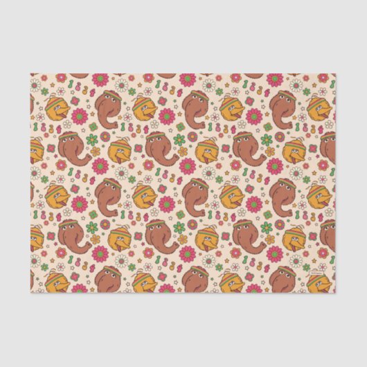 Snuffleupagus en Big Bird Groovy Flower Pattern Tissuepapier (Voorkant)