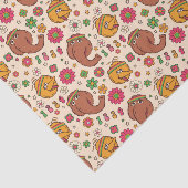Snuffleupagus en Big Bird Groovy Flower Pattern Tissuepapier (Detail)