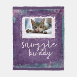 Snuggle Buddy Paars/Blauwgroen Fleece Photo Blanke