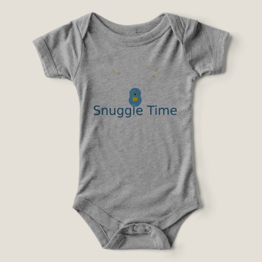 Snuggle Time Blue Teddy Bear Baby Bodysuit (Design voorkant)