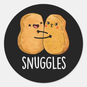 Snuggles Funny Nugget Couple Pun Dark BG Ronde Sticker