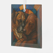 Snuggling Boxer en Chocolate Lab "Glas in lood" Glas Ornament (Voorkant links)