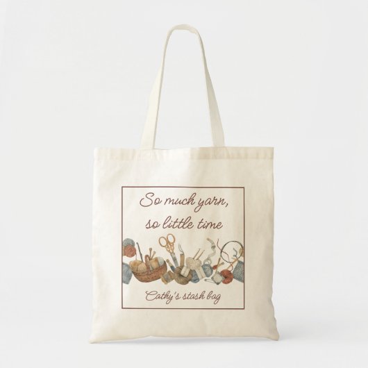 So Much Yarn So Little Time Personalized Tote Bag (Devant)