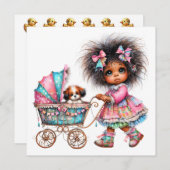 SO Precious Baby Buggy Thema Uitnodiging (Voorkant / Achterkant)