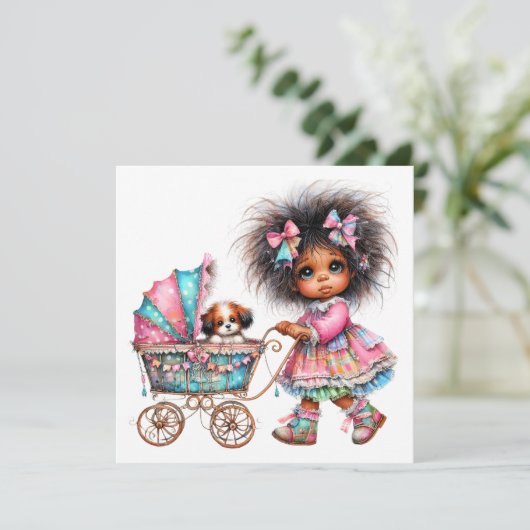 SO Precious Baby Buggy Thema Uitnodiging (Staand voorkant)