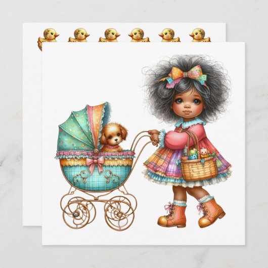 SO Precious Baby Buggy thème Invitation (Devant / Derrière)