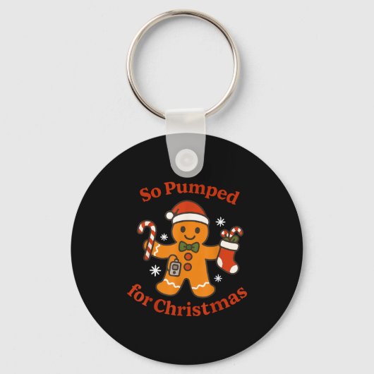 So Pumped For Christmas T1d Funny Diabetic Gingerb Sleutelhanger (Voorkant)