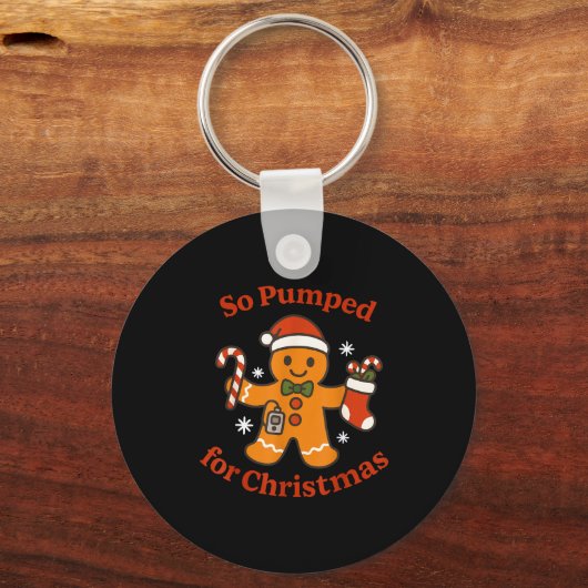 So Pumped For Christmas T1d Funny Diabetic Gingerb Sleutelhanger (Voorkant)