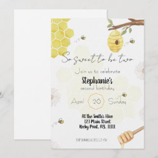 so sweet to be two- bee edit birthday invitation
