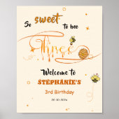 So Sweet To Bee Three Cute Honey Bee 3rd Birthday Poster (Voorkant)