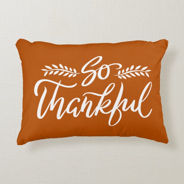 So Thankful Brush Calligraphy Accent Pillow Accent Kussen (Voorkant)
