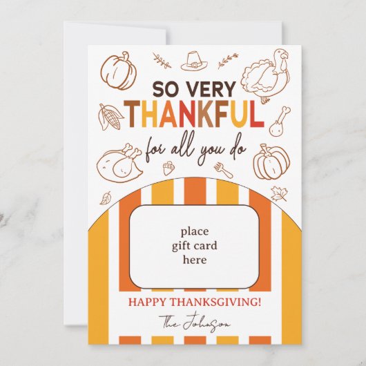 So Very Thankful Fall Thanksgiving Gift Card Holde Kaart (Voorkant)