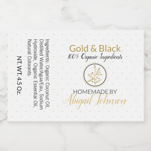 Soap artisanal en or et noir | Étiquette d'analyse (Étiquettes simples)