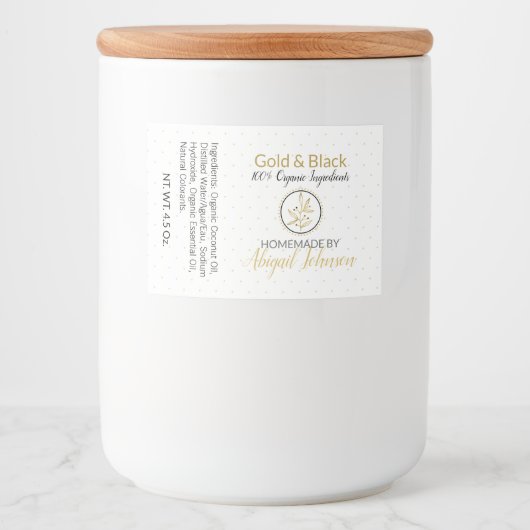 Soap artisanal en or et noir | Étiquette d'analyse (Devant)