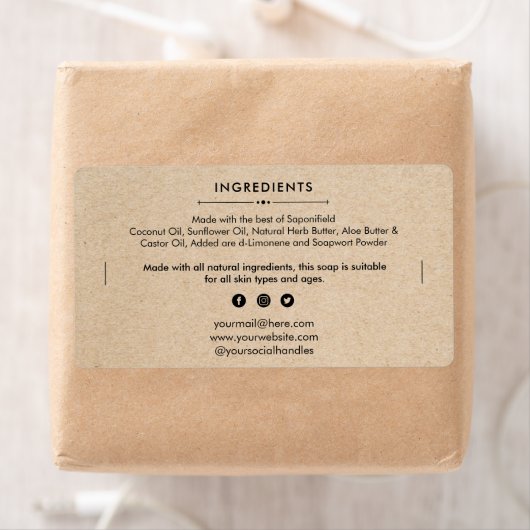 Soap Bar Ingrediënten Lijst Productlabel Sticker (Insitu)