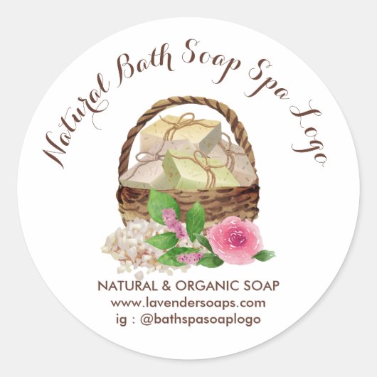 Soap Bath Lavender Spa Handmade Ronde Sticker (Voorkant)