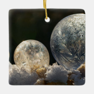 Soap Bubbles Ice Crystal Winter Foto, bevroren Keramisch Ornament