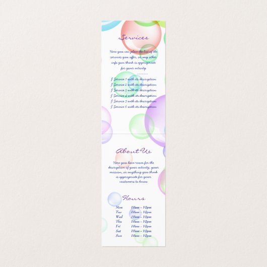 Soap Bubbles Visitekaartjes (Binnenkant ongevouwen)