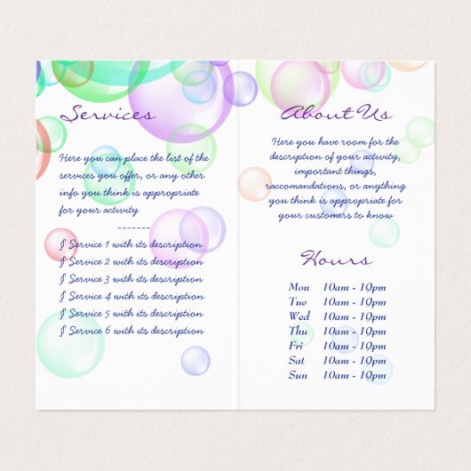 Soap Bubbles Visitekaartjes (Binnenkant ongevouwen)