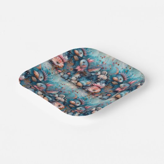 Soapy zee grappige vis inwoners papieren bordje (Gebogen)