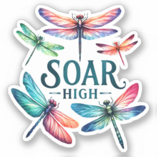 Soar High - Dragonfly Kleurrijk Inspirerend Sticker