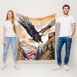 Soaring Amerikaanse Bald Eagle USA vlag Fotografis Fleece Deken