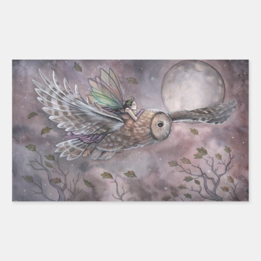 Soaring Owl en Fairy Fantasy Art Stickers (Voorkant)