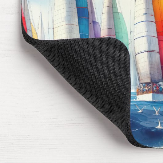 Soaring Seagulls With Sailboat Regatta Muismat (Hoek)