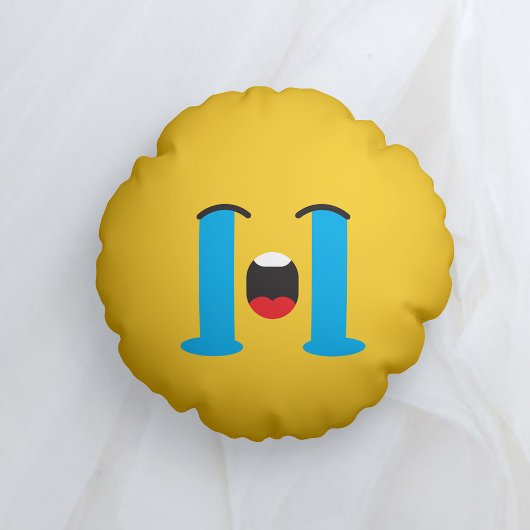 Sobbing Droevig Geel Gezicht Emoji Rond Kussen