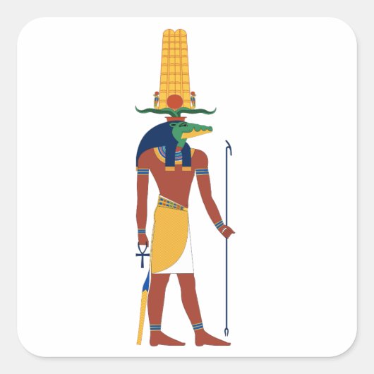 Sobek Crocodile God Vierkante Sticker (Voorkant)