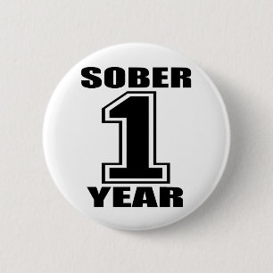 Sober 1 jaar zwart op wit ronde button 5,7 cm