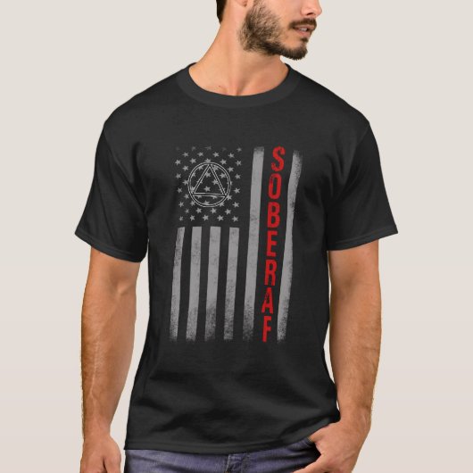 SOBER AF US Flag Support SobrightWant, herstel T-shirt (Voorkant)