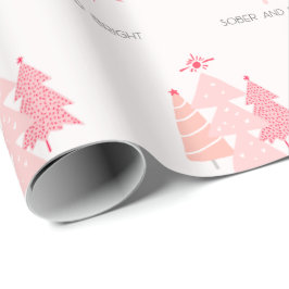 Sober en helder roze kerstboom cadeaupapier