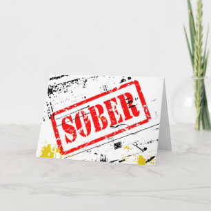 Sober Grunge Stamp Sobriety Recovery Card Kaart