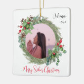 Sober kerstcadeau, aangepaste foto keramisch ornament (Links)