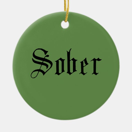 Sober kerstversiering, groen keramisch ornament (Voorkant)