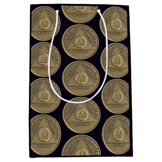 Sober Recovery Jubileum AA op munt Medium Cadeauzakje (Voorkant)