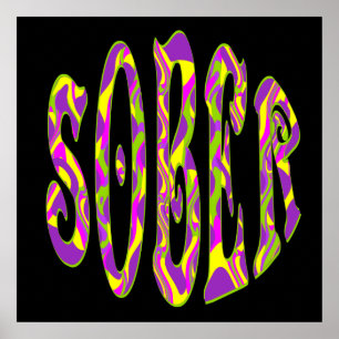 SOBER Retro 60 Art Psychedelic Poster