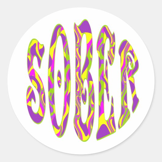 SOBER Retro 60 Art Psychedelic Ronde Sticker (Voorkant)