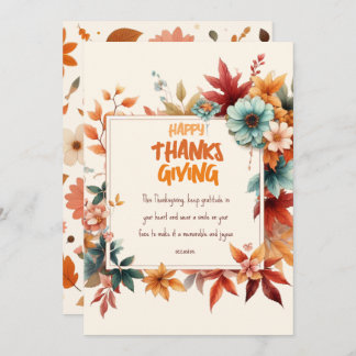 Sober Thanksgiving Cards with Fall Flowers Kaart
