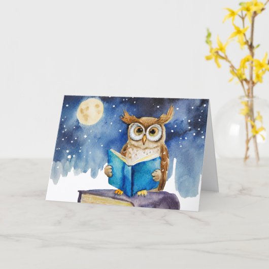 Sober Uil lezen Big Book Recovery Jubileum Kaart (Gele Bloem)