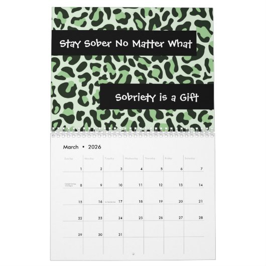 Sobriety 12 Steps Clean & Sober Calendrier 2025 (Mar 2026)