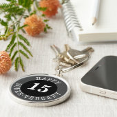 Sobriety Birthday Years Black Grey Sleutelhanger (Zijkant)