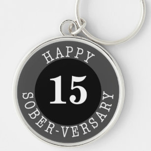 Sobriety Birthday Years Black Grey Sleutelhanger